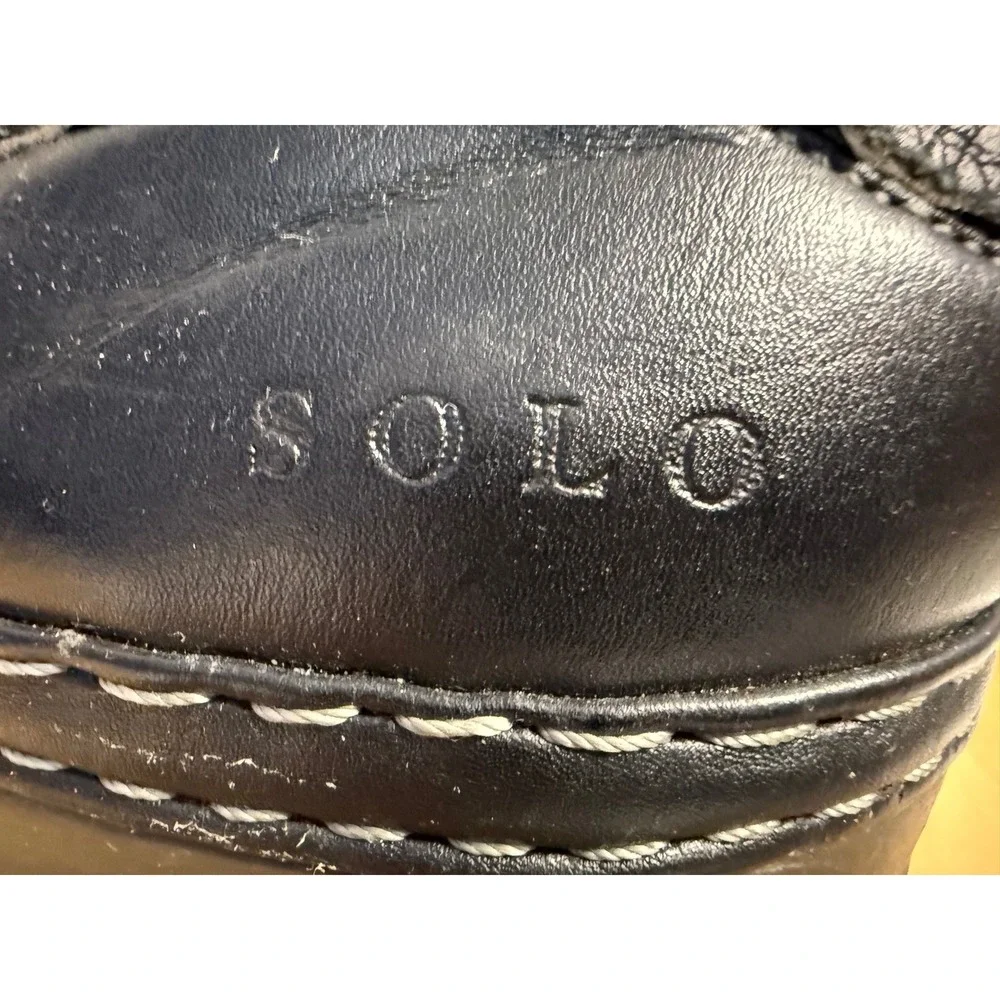 Solo Parker-100 Mens‎ Black Faux Leather Slip On Loafers Moc Toe Shoes Size 11